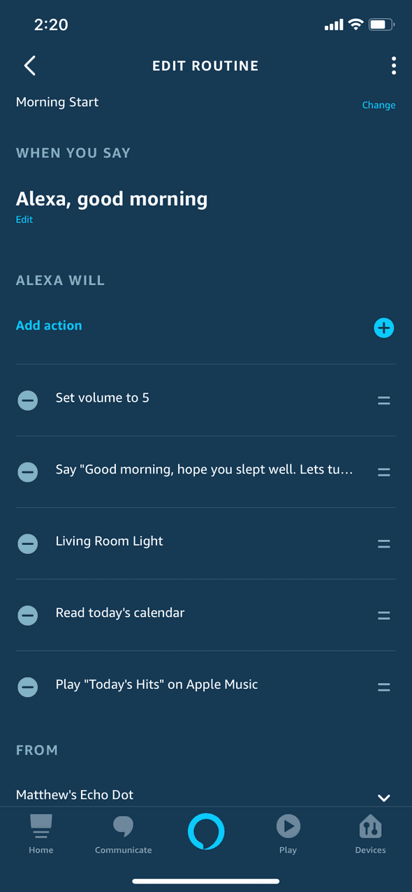 Alexa Morning Start Routine