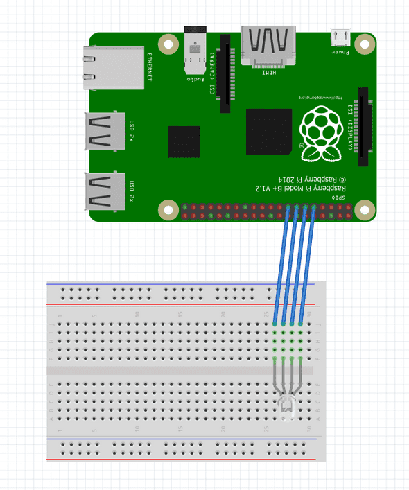 Physical Diagram of Raspberry Pi LED Wiring